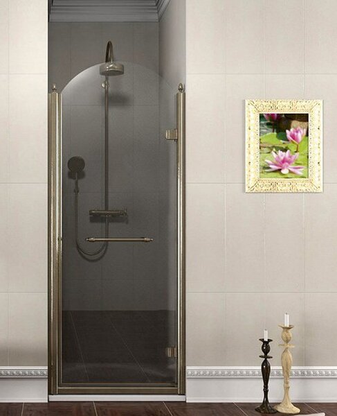 Gelco ANTIQUE sprchové dveře otočné, 800mm, pravé, ČIRÉ sklo, bronz, světlý odstín