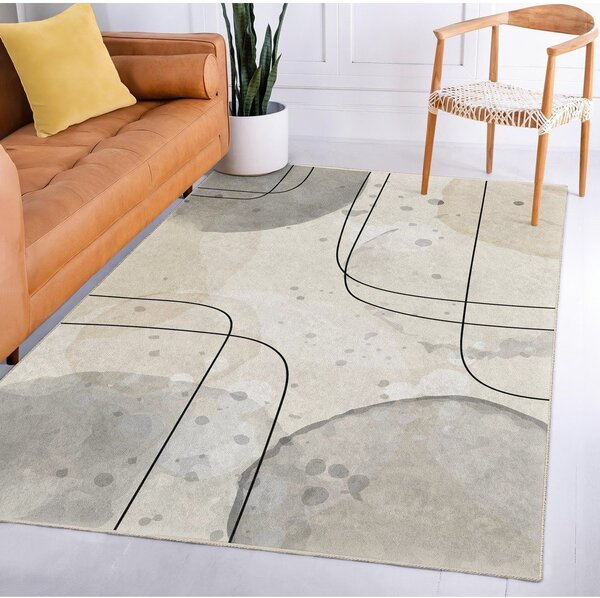 Šedo-krémový pratelný běhoun 80x200 cm Simple Lines – Mila Home