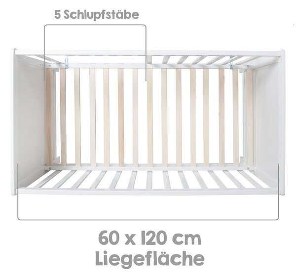Bílá přístavná postýlka 60x120 cm Hamburg – Roba
