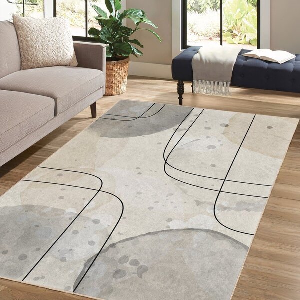 Šedo-krémový pratelný běhoun 80x200 cm Simple Lines – Mila Home