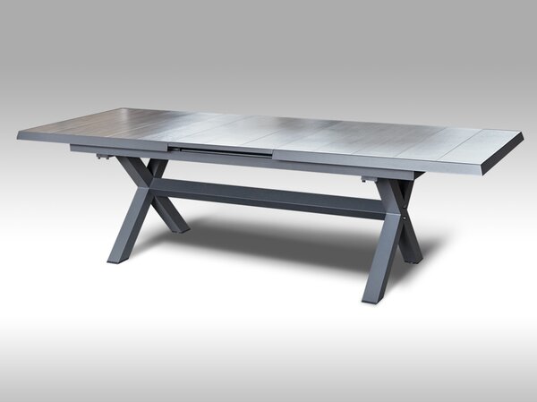 Rozkládací hliníkový zahradní stůl Gerardo keramika 205/265cm x 103cm, šedý, pro 8-10 osob