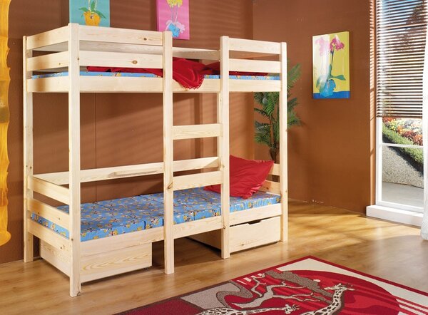 Meblobed Poschoďová postel Bartoš - masiv Velikost spací plochy: 180x80, Barva dílů: buk, Barva konstrukce: olše