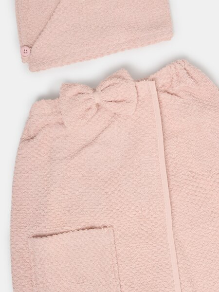 Sinsay - Bavlněná ručníková sada: turban a zábal na tělo - pastelová růžová