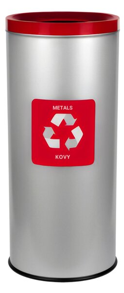 Alda Koš na tříděný odpad Room Basket 45 l, červené víko - hliník, matná nerez