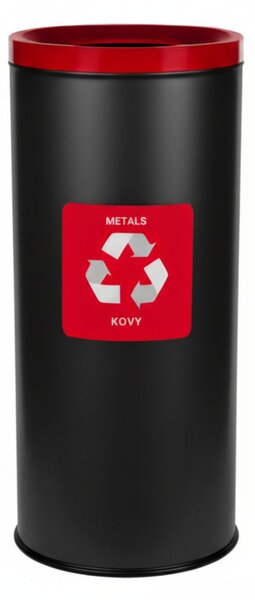 Alda Koš na tříděný odpad Room Basket 45 l, červené víko - hliník, černá ocel