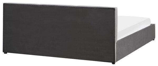 Postel s úložným prostorem BOUSSE Umělý samet Tmavě šedá 180 x 200 cm