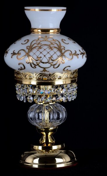 DBK GLASS Ručně malovaná lampa na noční stolek - český vysoký smalt Arabesky SE-9250-1-RF