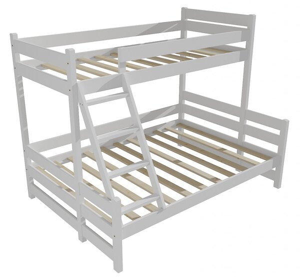 Patrová postel s rozšířeným spodním lůžkem JIŘÍ "PPS 004" (Barva dřeva: barva bílá, Rozměr: 90/140 x 200 cm)