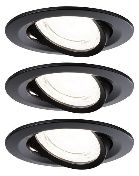Paulmann 92457 LED Nova Coin, set zápustných bodovek, černá, 3x2.8W 4000K, průměr 8,4 cm
