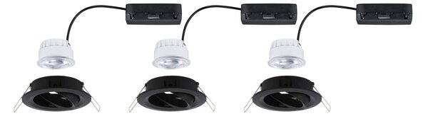 Paulmann 92457 LED Nova Coin, set zápustných bodovek, černá, 3x2.8W 4000K, průměr 8,4 cm