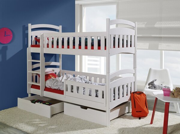 Meblobed Poschoďová postel Dominik II - masiv Velikost spací plochy: 180x80, Barva dílů: přírodní, Barva konstrukce: přírodní