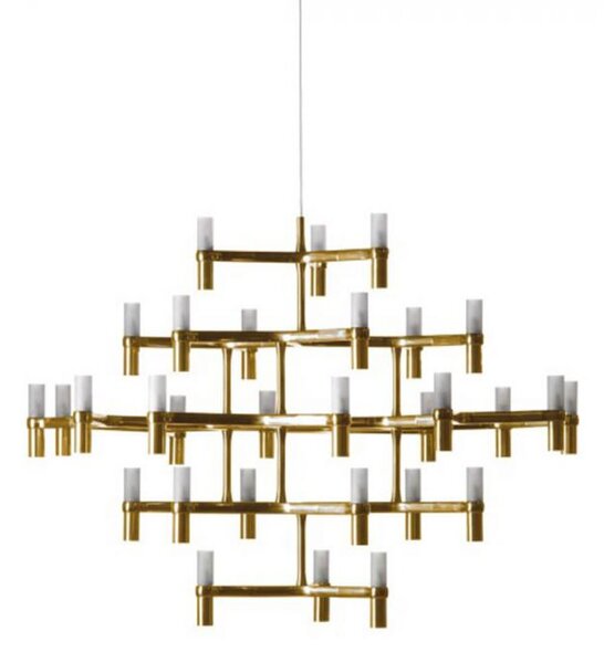 Nemo Crown Major, matně zlatý závěsný lustr, 30x25W G9, 109x113cm, výška 87cm