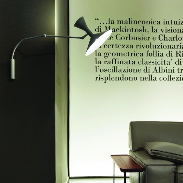 Nemo Mini Lampe de Marseille, nastavitelná šedá nástěnná lampa s přímým a nepřímým světlem, 2x46W E14, max 90cm