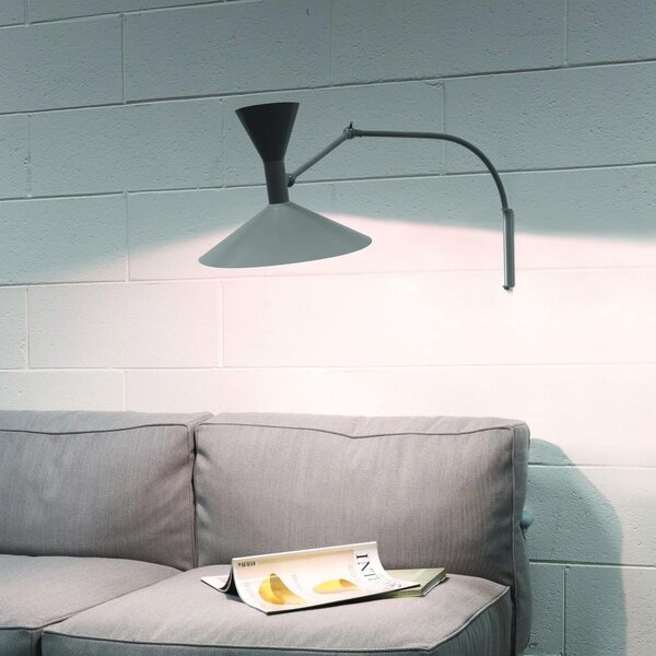 Nemo Mini Lampe de Marseille, nastavitelná černá nástěnná lampa s přímým a nepřímým světlem, 2x46W E14, max 90cm