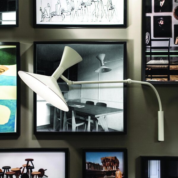 Nemo Mini Lampe de Marseille, nastavitelná bílá nástěnná lampa s přímým a nepřímým světlem, 2x46W E14, max 90cm