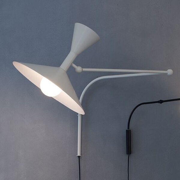 Nemo Lampe de Marseille, nastavitelná bílá nástěnná lampa s přímým a nepřímým světlem, 2x70W E27, max 166cm