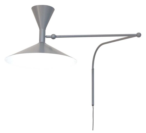 Nemo Lampe de Marseille, nastavitelná šedá nástěnná lampa s přímým a nepřímým světlem, 2x70W E27, max 166cm