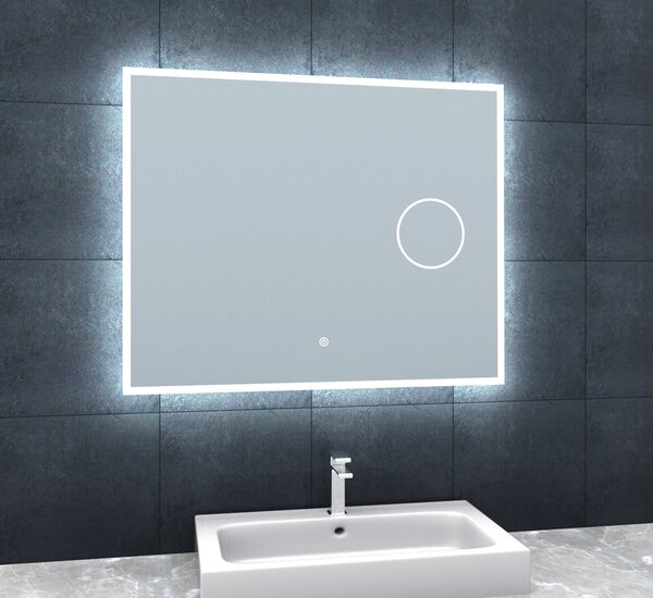 Zrcadlo s LED osvětlením, kosmetickým zrcátkem 5 x zoom, 800x650x30 mm, nastavitelná teplota barvy světla