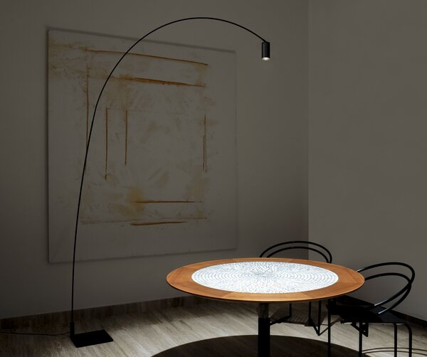 Nemo Fox, černá designová stojací lampa, 15W LED 2700K stmívatelná, výška 225cm