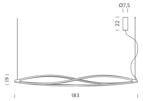 Nemo In The Wind horizontal, bílé závěsné svítidlo, LED 58W 2700K, délka 183cm