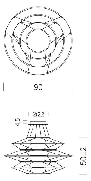Nemo Drop 7, černé závěsné svítidlo, 60W LED 2700K stmívatelné, průměr 90cm
