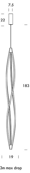 Nemo In The Wind vertical, bílé závěsné svítidlo, LED 58W 2700K, výška 183cm