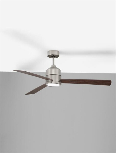 NOVA LUCE stropní ventilátor AXEL nerez hliník a listy z teakového dřeva a ořechu 9952345