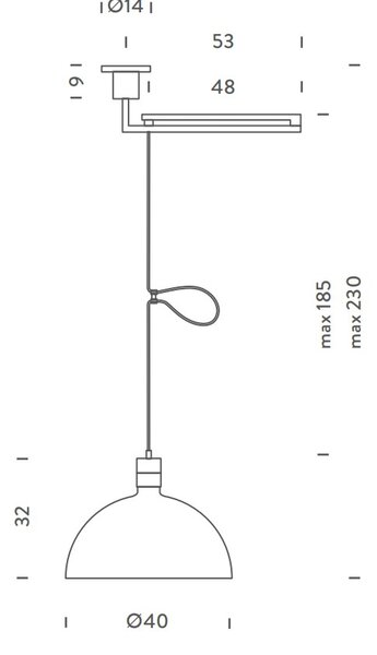 Nemo AS41C, závěsné svítidlo se stínidlem ze skla a nastavitelným ramenem, 1x250W E27, prům. 40cm
