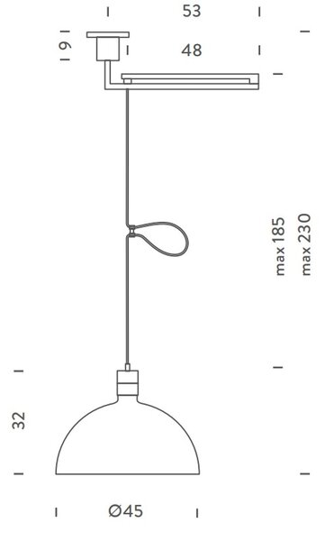 Nemo AM4Z, závěsné svítidlo s pochromovaným stínidlem a nastavitelným ramenem, 1x250W E27, prům. 45cm