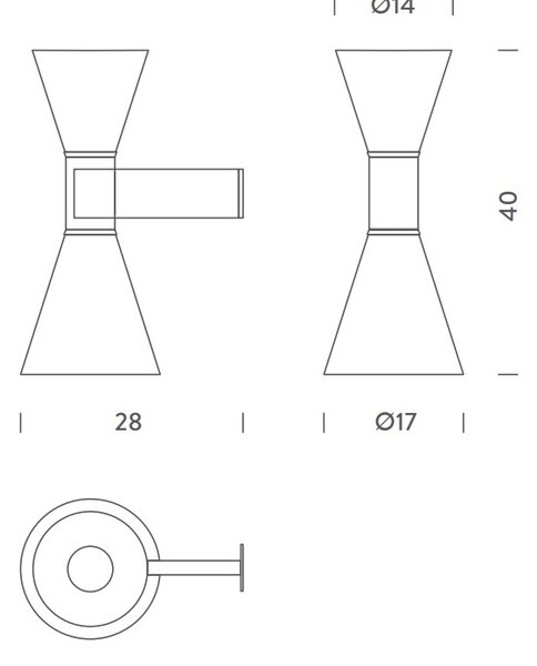 Nemo Lampe de Marseille, šedé nástěnné svítidlo, 2x52W E27, výška 40cm