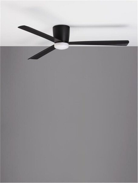 NOVA LUCE stropní ventilátor DELL tělo z hliníku matná černá 3ABS dřevěné listy 9952330