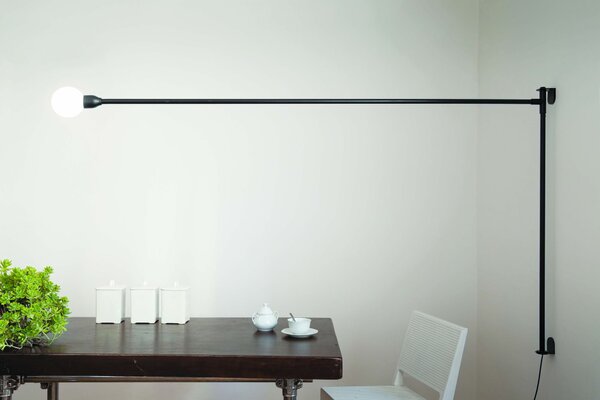Nemo Potence Pivotance, černá designová nástěnná lampa se stmívačem, 8W E27, délka 200cm