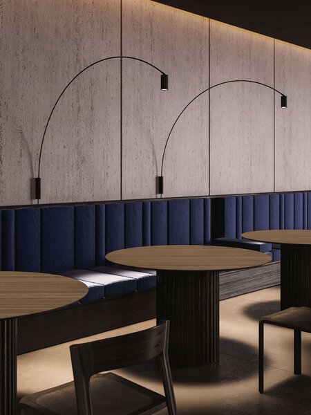 Nemo Fox, černá designová nástěnná lampa, 15W LED 2700K stmívatelná, výška 100cm