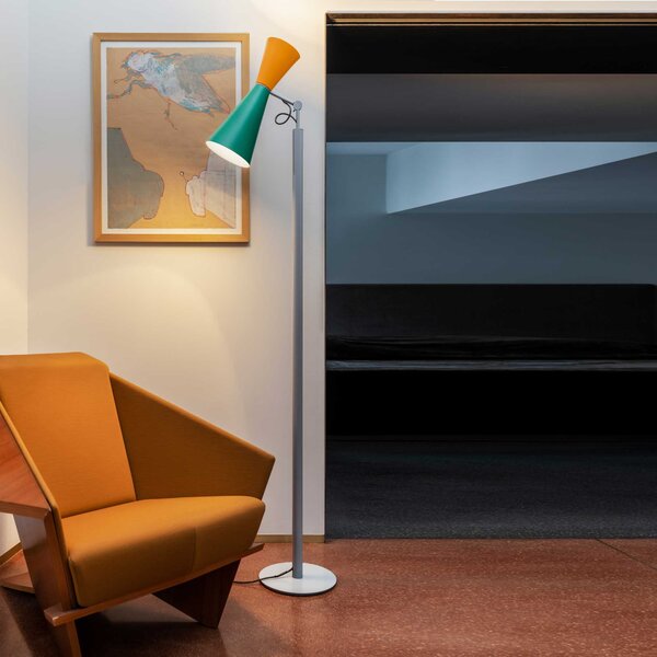 Nemo Parliament, zeleno-žlutá stojací lampa se stmívačem, 2x52 E27, výška 180cm