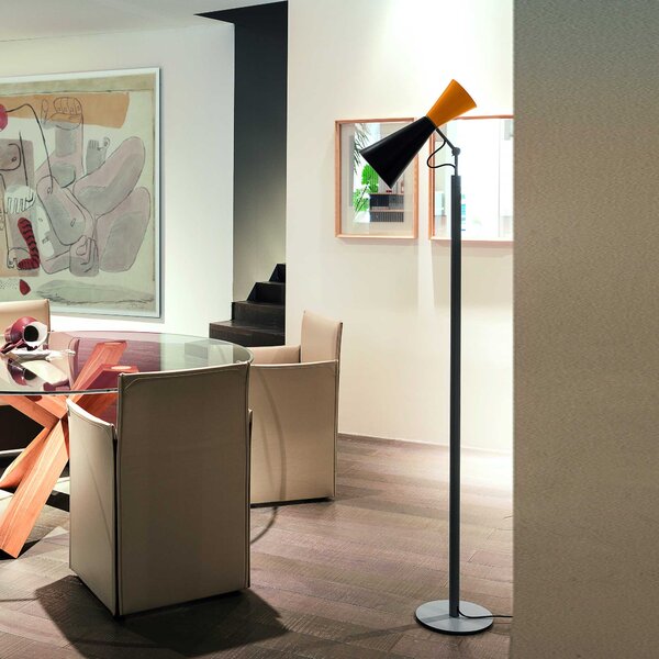 Nemo Parliament, černo-žlutá stojací lampa se stmívačem, 2x52 E27, výška 180cm