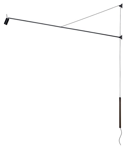 Nemo Swan, černá nástěnná lampa se stmívačem, 15W LED 2700K, délka 184cm