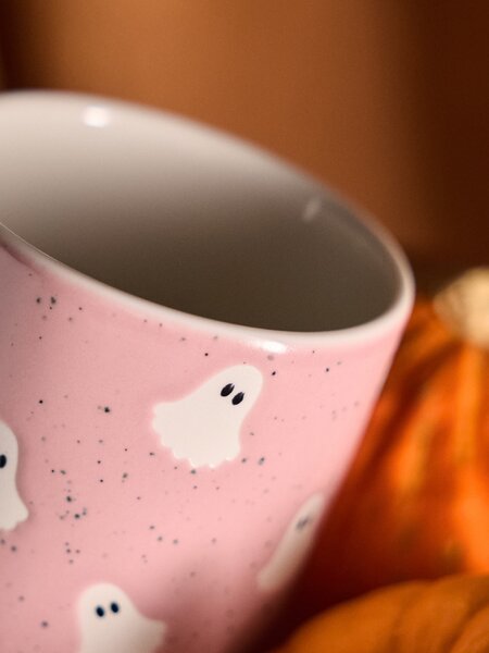 Sinsay - Keramický hrnek s halloweenským motivem - pastelová růžová