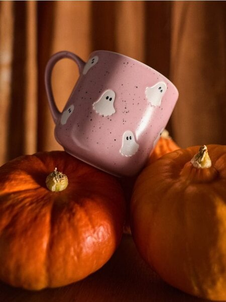 Sinsay - Keramický hrnek s halloweenským motivem - pastelová růžová