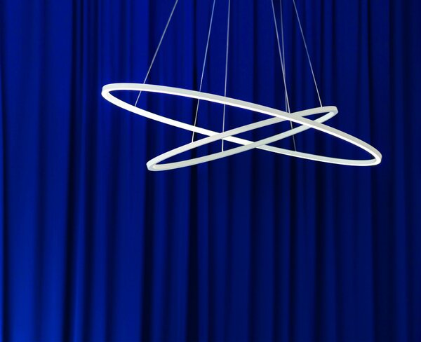 Nemo Ellisse Pendant Double, černé oválné závěsné svítidlo, 85W LED 2700K, 135x70cm
