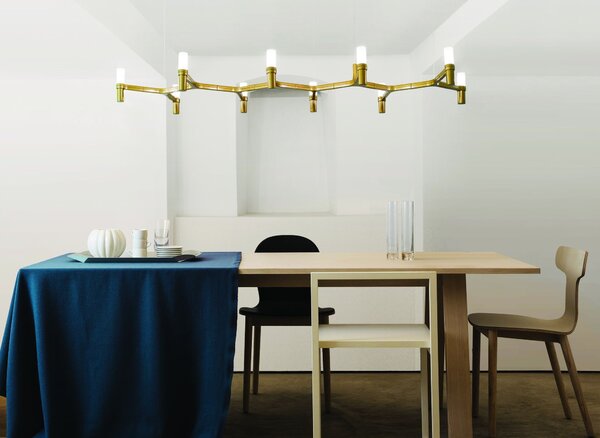 Nemo Crown Plana Linea, matně zlatý závěsný lustr, 10x25W G9, 168x57cm, výška 16cm