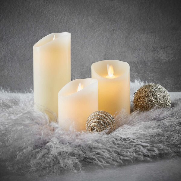 GLOWING FLAME LED Svíčka na baterie set 3 ks - krémová