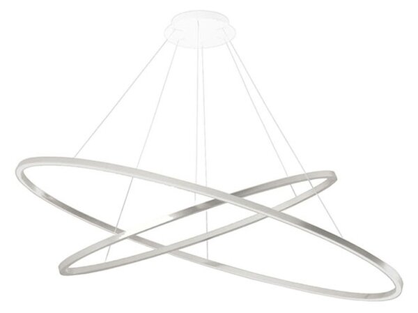 Nemo Ellisse Pendant Double, oválné závěsné svítidlo z leštěného hliníku, 85W LED 3000K, 135x70cm