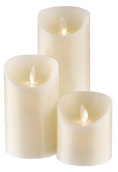 GLOWING FLAME LED Svíčka na baterie set 3 ks - krémová