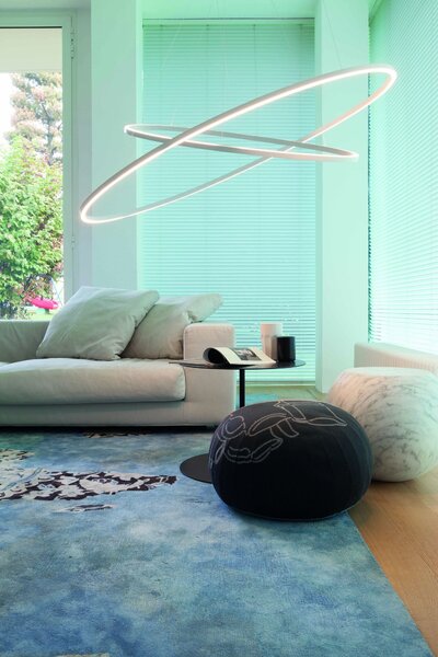 Nemo Ellisse Pendant Double, černé oválné závěsné svítidlo, 85W LED 2700K, 135x70cm