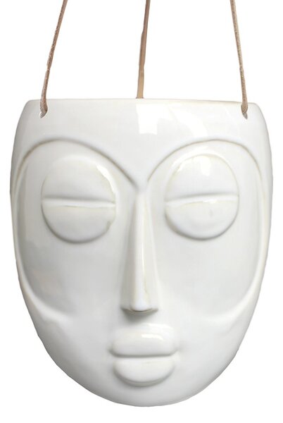 PRESENT TIME Sada 3 ks Bílý závěsný květináč Mask 16,5 × 13,6 × 17,9 cm, 66 cm