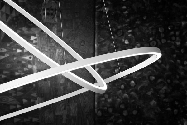 Nemo Ellisse Pendant Double, černé oválné závěsné svítidlo, 85W LED 2700K, 135x70cm