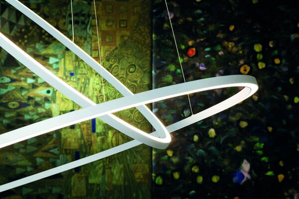 Nemo Ellisse Pendant Double, černé oválné závěsné svítidlo, 85W LED 2700K, 135x70cm