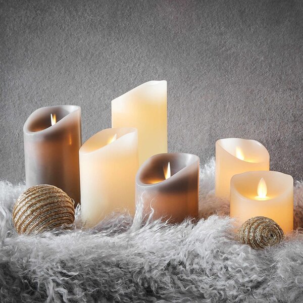 GLOWING FLAME LED Svíčka na baterie set 3 ks - krémová