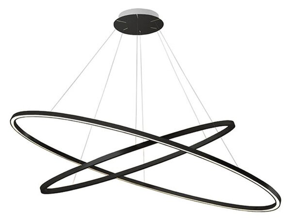 Nemo Ellisse Pendant Double, černé oválné závěsné svítidlo, 85W LED 2700K, 135x70cm
