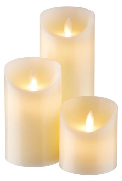 GLOWING FLAME LED Svíčka na baterie set 3 ks - krémová